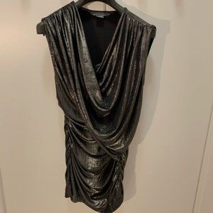 A/X Armani Exchange Silver Metallic Ruched/Gathered Dress